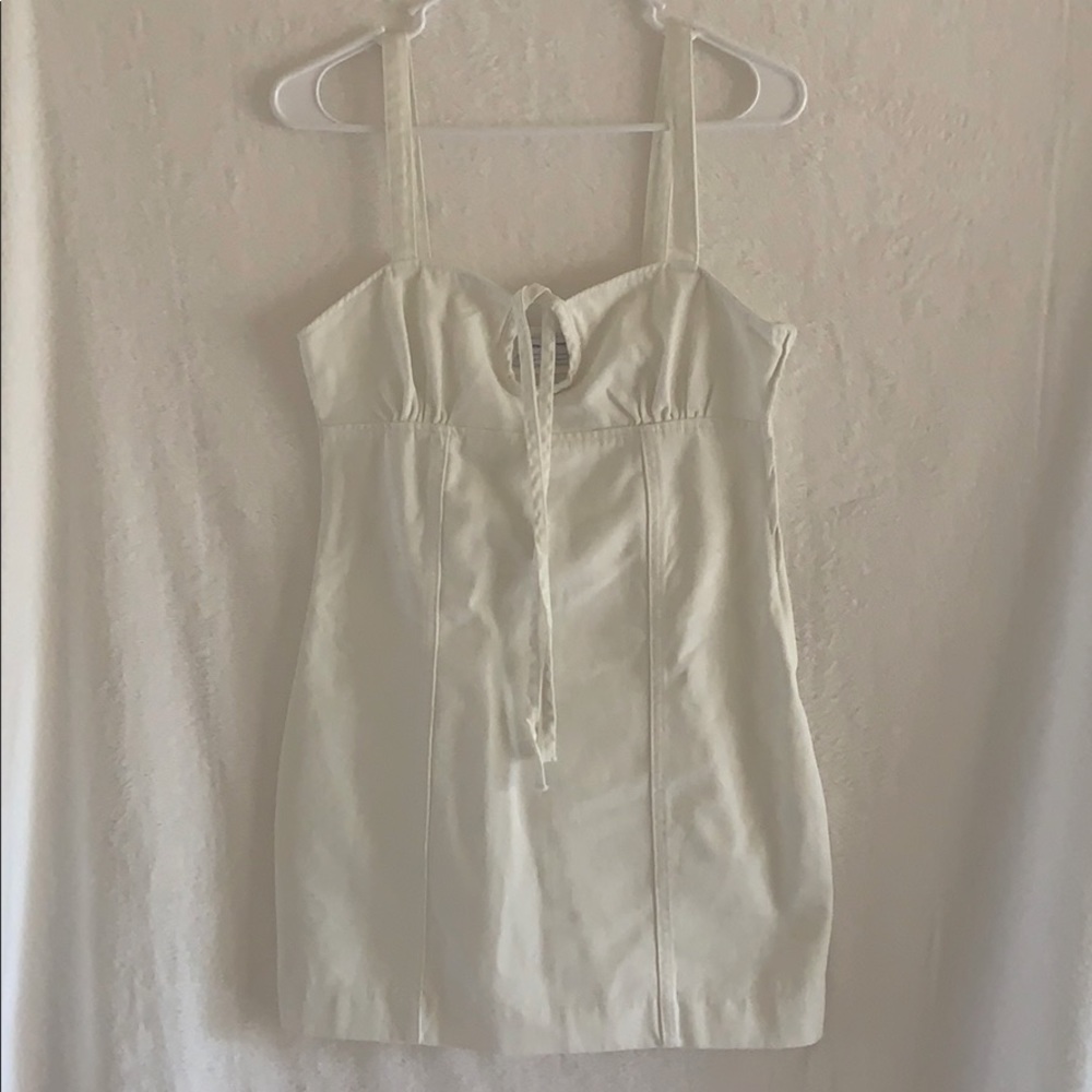 White Denim Material Dress